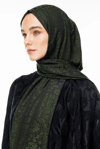 Henna Desen Çift Taraflı Şal - Siyah-Haki
