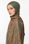 Henna Desen Çift Taraflı Şal - Zümrüt-Kayısı