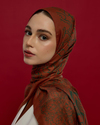 Kızıl Bakır & Koyu Yeşil Harem Rüyası Desen Şal