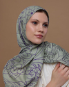 Krem Zencefil & Menekşe Efsunlu Desen Şal