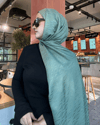 Küf Yeşili Shine Desen Jakar Şal
