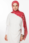 Lavin Desen Çift Taraflı Şal - Bordo-Mint Yeşili