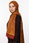 Lavin Desen Çift Taraflı Şal - Mürdüm-Sarı