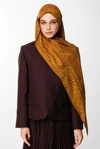 Mayra Desen Çift Taraflı Şal - Mürdüm-Sarı