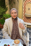 Melek'in Acı Kahve Yonca Desen Pamuk Vual Şal Tercihi
