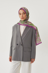 Mor & Koyu Vizon Retro Desen Şal