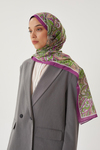 Mor & Koyu Vizon Retro Desen Şal