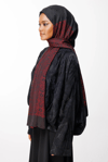 Nora Desen Çift Taraflı Şal - Siyah-Bordo