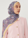 Pastel Sarı & Gri Retro Desen Şal