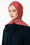 Sahra Desen Çift Taraflı Şal - Bordo-Mint Yeşili