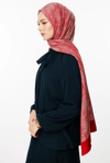 Sahra Desen Çift Taraflı Şal - Bordo-Mint Yeşili