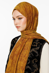 Sahra Desen Çift Taraflı Şal - Mürdüm-Sarı