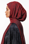 Sahra Desen Çift Taraflı Şal - Siyah-Bordo
