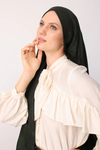 Sahra Desen Çift Taraflı Şal - Siyah-Haki