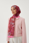 Şeker Pembe & Kiremit Retro Desen Şal