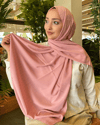 Toz Pembe Minima Desen Kore Medine İpeği Şal