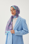 Turkuaz & Lila Retro Desen Şal