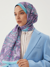 Turkuaz & Lila Retro Desen Şal