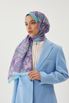 Turkuaz & Lila Retro Desen Şal