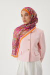 Turuncu & Fuşya Retro Desen Şal