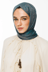 Velora Desen Çift Taraflı Şal - Koyu Gri-Zümrüt