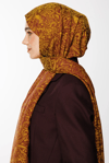 Velora Desen Çift Taraflı Şal - Mürdüm-Sarı
