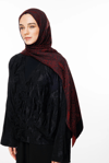 Velora Desen Çift Taraflı Şal - Siyah-Bordo