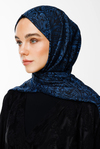 Velora Desen Çift Taraflı Şal - Siyah-İndigo