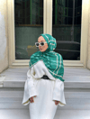 Zümrüt Tartan Desen Modal Şal