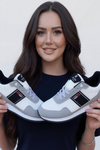 Gri Siyah Detaylı Beyaz Kadın Spor Ayakkabı Sneaker