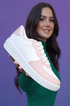 Günlük Kullanıma Uygun İkonik Pembe-Beyaz Kadın Sneaker