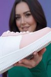 Günlük Kullanıma Uygun İkonik Pembe-Beyaz Kadın Sneaker