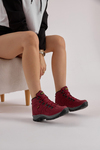 Tonny Black Kadın Bordo Süet Bağcıklı Trekking Bot