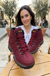 Tonny Black Kadın Bordo Süet Bağcıklı Trekking Bot
