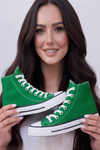 Yeşil Süet Yüksek Konçlu Bilekli Kadın Sneaker