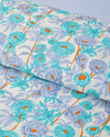Abstract Flowers Kolay Ütülenir Çift Kişilik Nevresim Takımı 200x220 cm Yeşil-Mavi