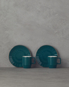 Angely New Bone China 4 Parça 2 Kişilik Kahve Fincan Takımı Koyu Yeşil