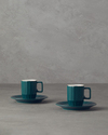 Angely New Bone China 4 Parça 2 Kişilik Kahve Fincan Takımı Koyu Yeşil