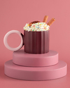 Angled New Bone China Kupa 260 ml Bordo