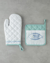 Aqualuna Polyester 2'li Mutfak Seti 17x30 Cm + 20x20 Cm Mavi - Yeşil