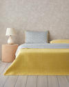 Azure Bloom Çok Amaçlı Çift Kişilik Yatak Örtüsü Takımı 200x220 cm Sarı