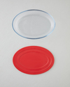 Bake&Serve Cam Oval Kapaklı Fırın Kabı 24x35 cm Kırmızı
