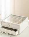 Belinda Mdf 2 Katlı Takı Kutusu 25,3x25,3x12 cm Krem