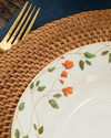 Belleza New Bone China Çukur Yemek Tabağı 20 cm Yeşil-Turuncu
