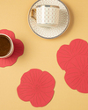 Blossom Suni Deri 4'lü Bardak Altlığı Pembe