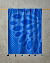 Blue Fish Pamuklu Kadife Jakarlı Plaj Havlusu 90x150 cm Mavi