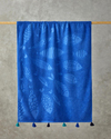 Blue Fish Pamuklu Kadife Jakarlı Plaj Havlusu 90x150 cm Mavi