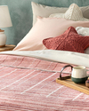 Blurred Check Pamuklu King Size Battaniye Gül Kurusu