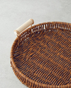 Boho Plastik Rattan Tepsi 25x25x3 cm Kahverengi