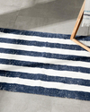 Bold Stripe Çizgili Pamuklu Banyo Paspası Lacivert- Ekru